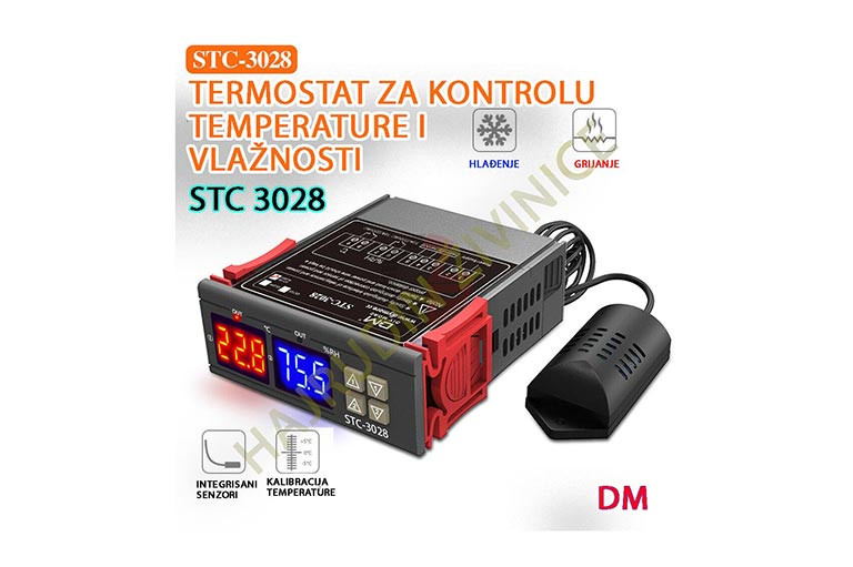 Termostat za temperaturu i vlažnost STC-3028