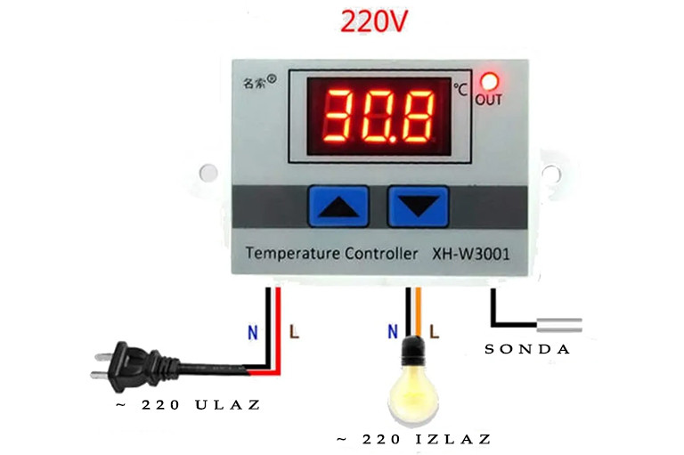 Termostat XH W3001 220V – Klasik sa direktnim izlazom